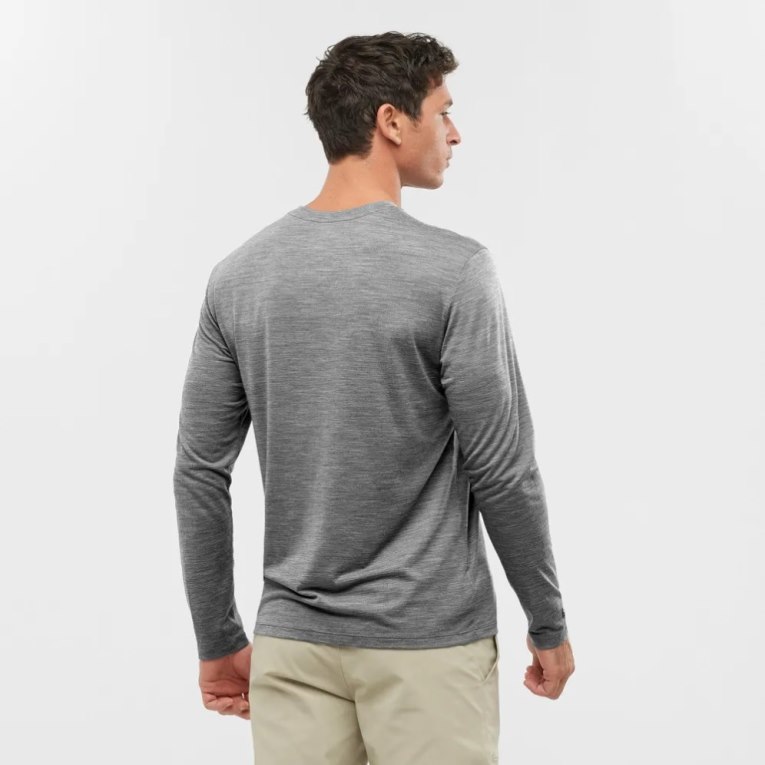 Pánské Tričko Salomon Outlife Merino Blend Long Sleeve Šedé | CZ 76IPEQL